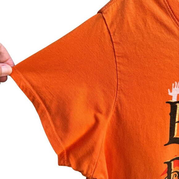 Eat Drink And Be Scary Halloween Orange Cotton Scoop Neck Cap Sleeve Shirt 2X - Picture 5 of 7